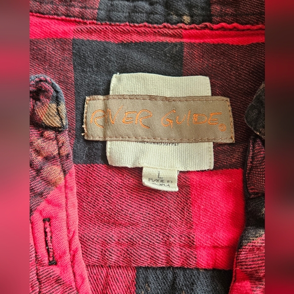 Custom Red and Black Plaid Flannel Shirt Kids L/ womens/xs - Picture 3 of 5